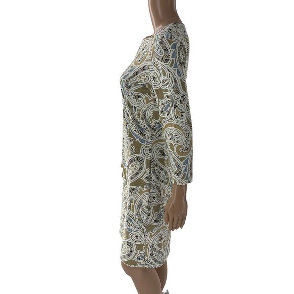 J. McLaughlin Taupe Carly Paisley V Neck Catalina Cloth Dress - Picture 6 of 10